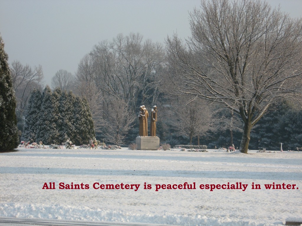 All Saints in Winter with text